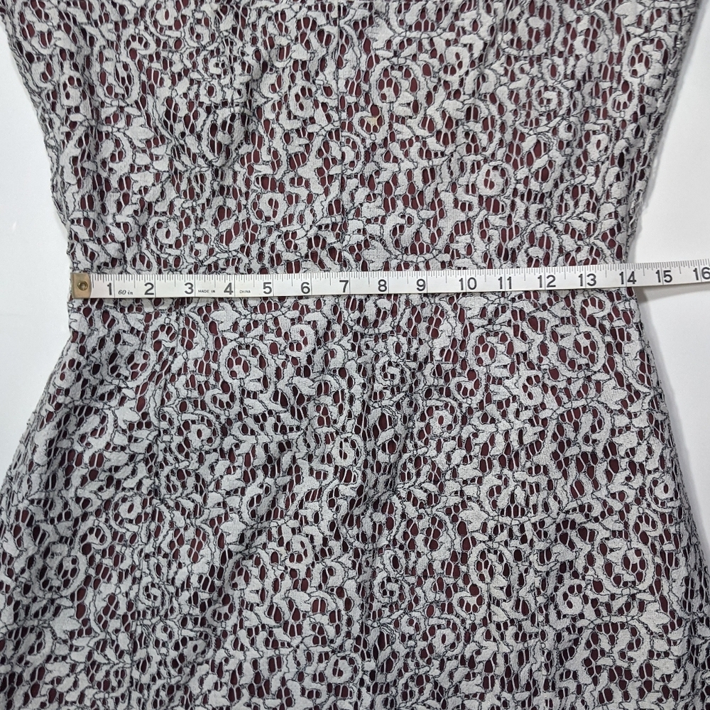 Carven White Lace Long Sleeve Dress with Red Lining - Size 8/40 - Picture 12 of 13